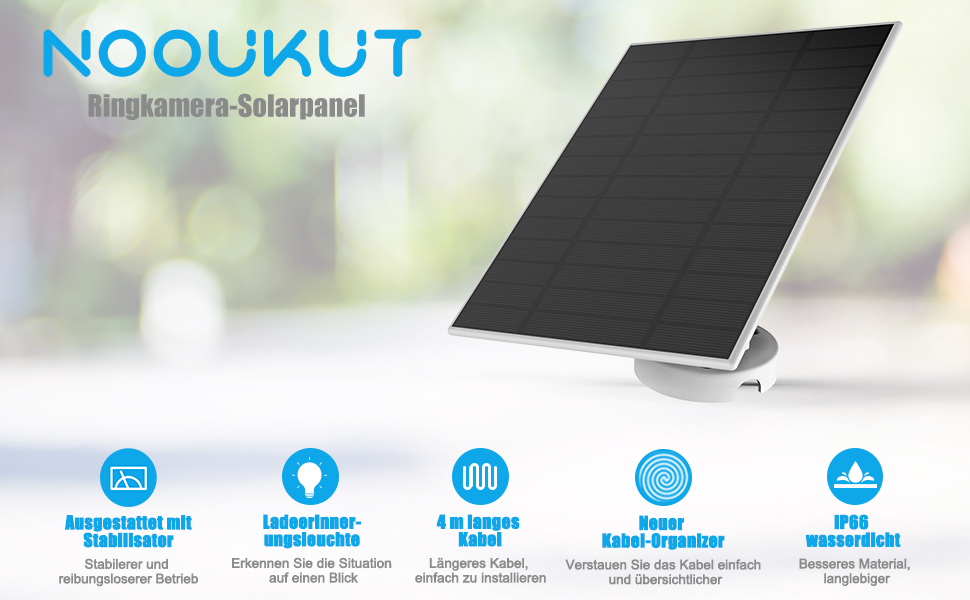 Nooukut 6-W-Solarpanel für Ring-Akkukameras – Detail 1