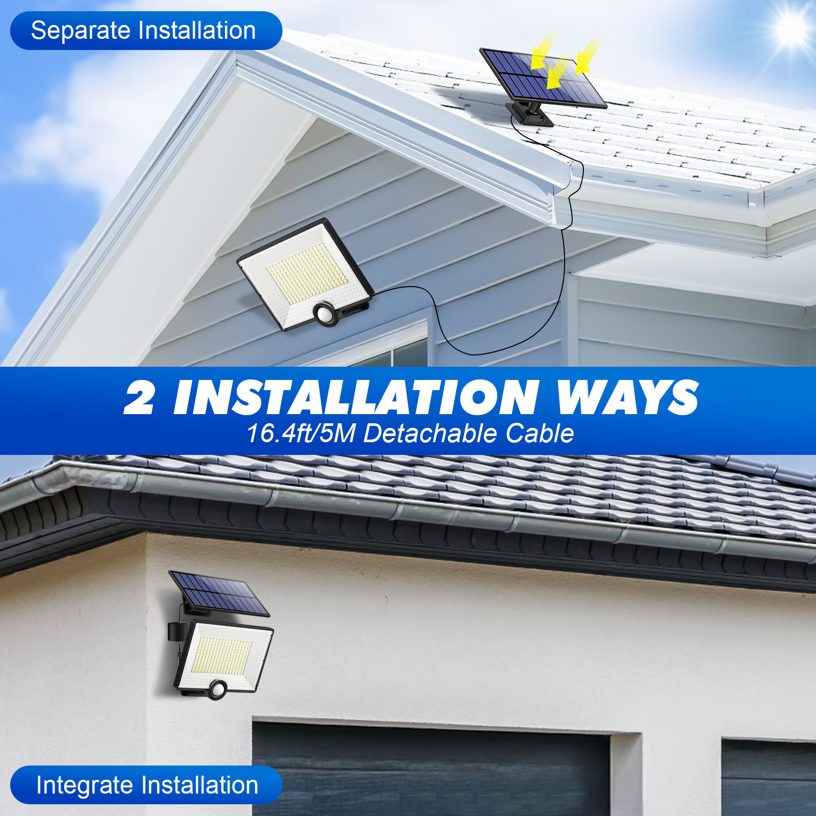 Pxwaxpy Solarleuchte mit 204 LEDs und getrenntem Solarpanel – Detail 6