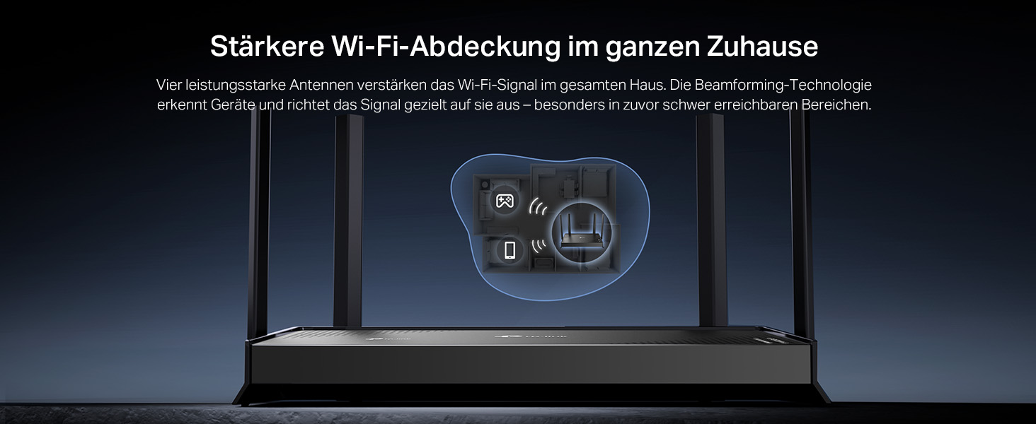 TP-Link Archer BE220 Wi-Fi 7 WLAN-Router mit Antennen – Detail 5