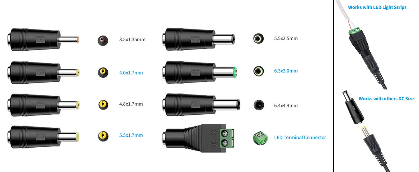 Tonton 12V 2A Netzteil mit 1,8 m Kabel und 8 DC-Steckern – Detail 3