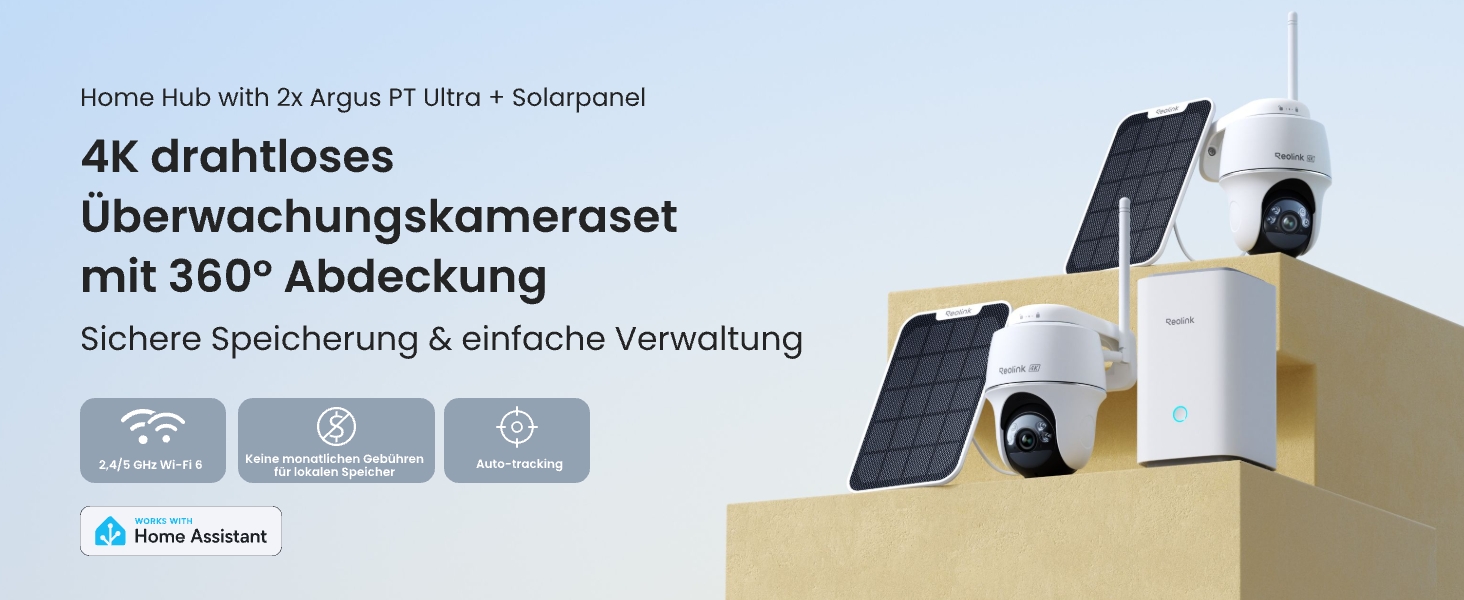 Reolink Home Hub mit zwei Argus PT Ultra Solar-Kameras, 4K-Überwachungsset – Detail 1