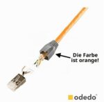 odedo RJ45 Stecker CAT7 orange Metall, 10 Stück