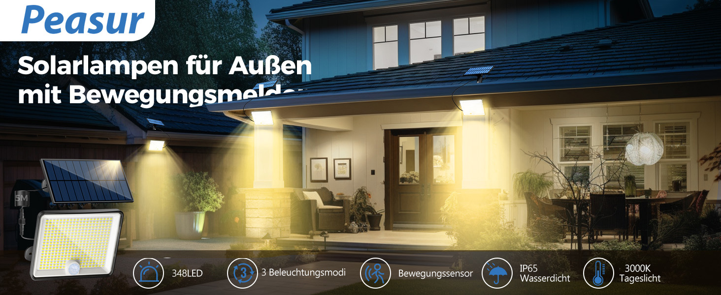 Peasur Solarstrahler mit Bewegungsmelder für den Aussenbereich – Detail 1