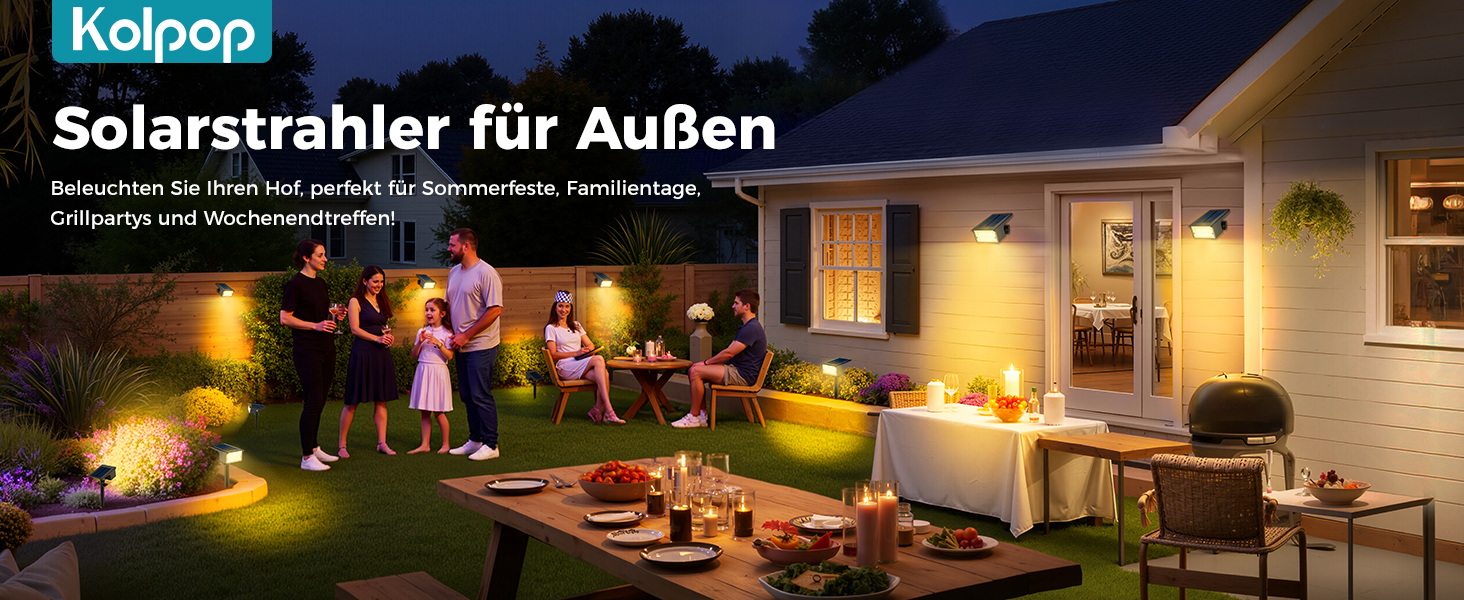kolpop Solarstrahler für Aussen mit 77 LEDs in Warmweiss – Detail 1
