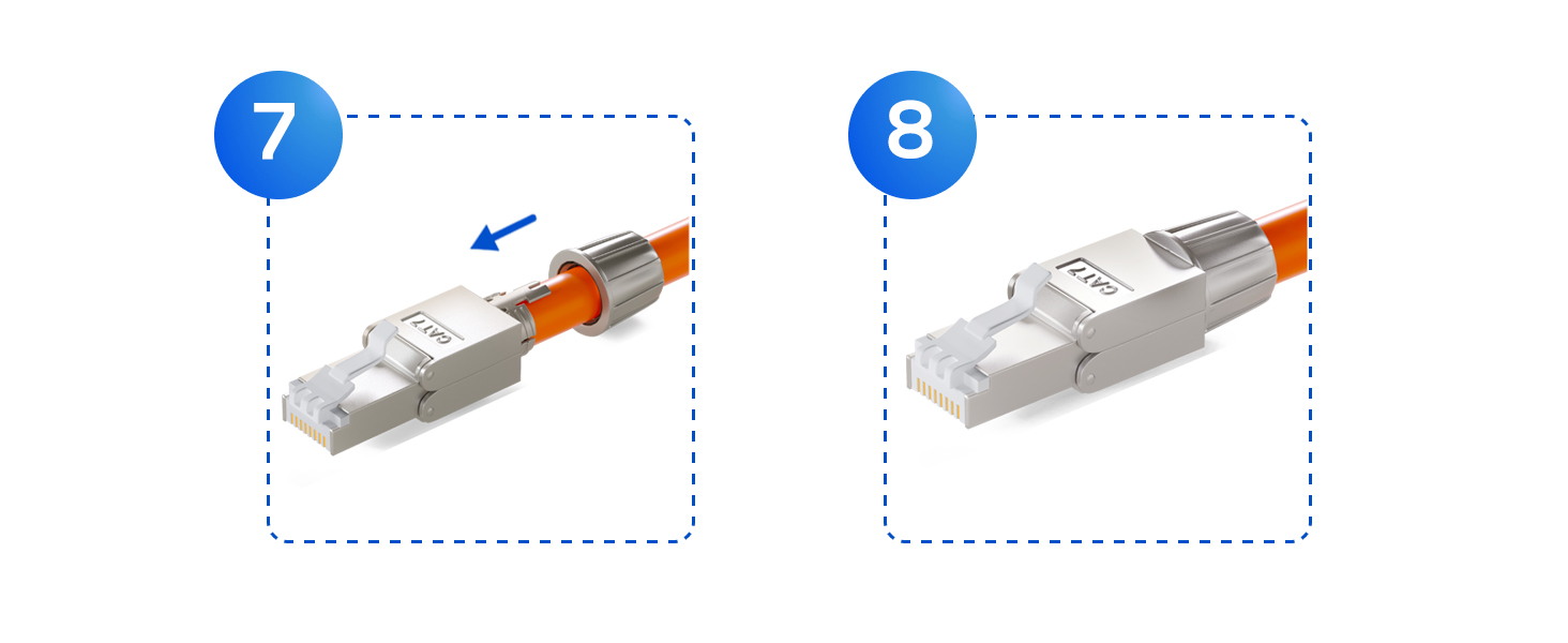 HB-DIGITAL CAT 7 RJ45 Stecker, 4 Stück, Zinkdruckguss – Detail 5