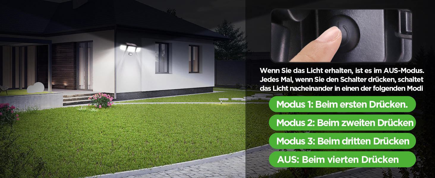 UME Solar-Aussenleuchte mit 302 LEDs und drei Köpfen – Detail 6