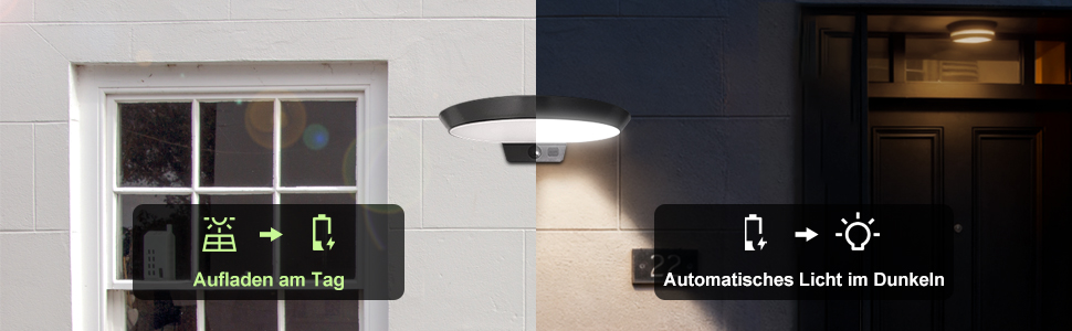auralab Solarlampe mit Bewegungsmelder, rund – Detail 10