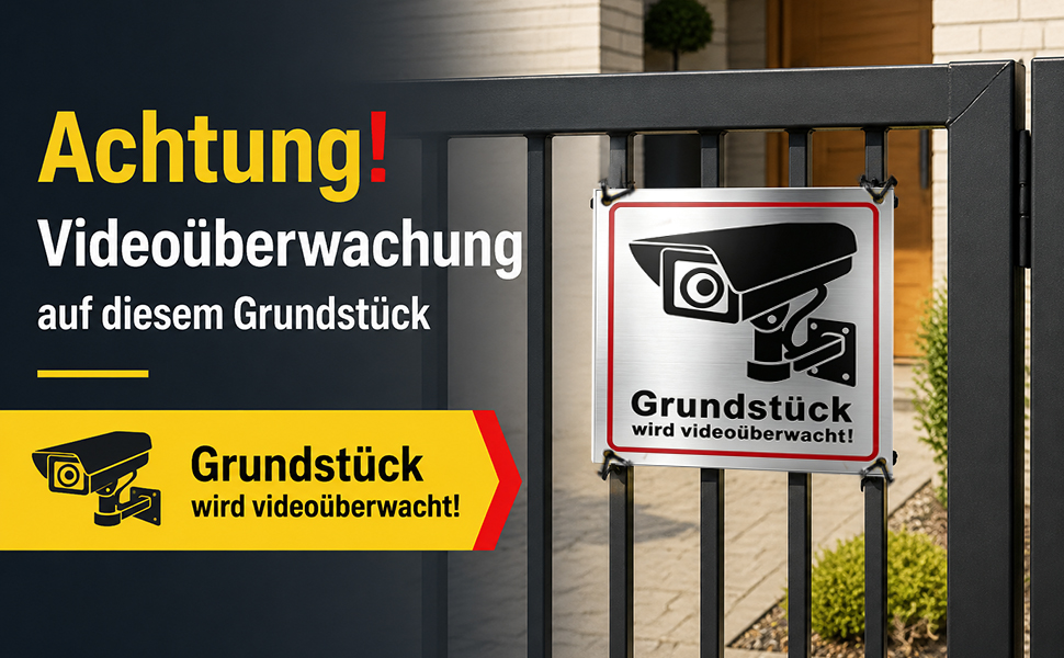WangLaoWu Warnschild Achtung Videoüberwachung 15 x 15 cm – Detail 3