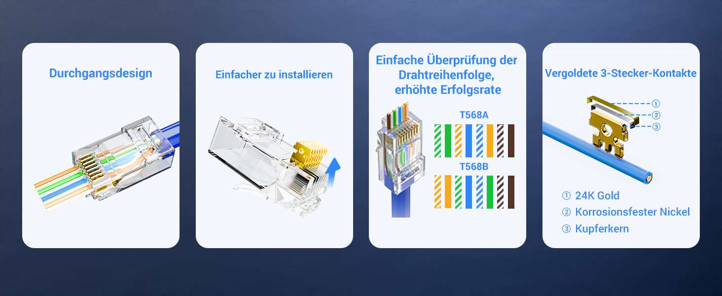 VCE Cat6 RJ45 Pass-Through-Stecker transparent, Produktdetails – Detail 2