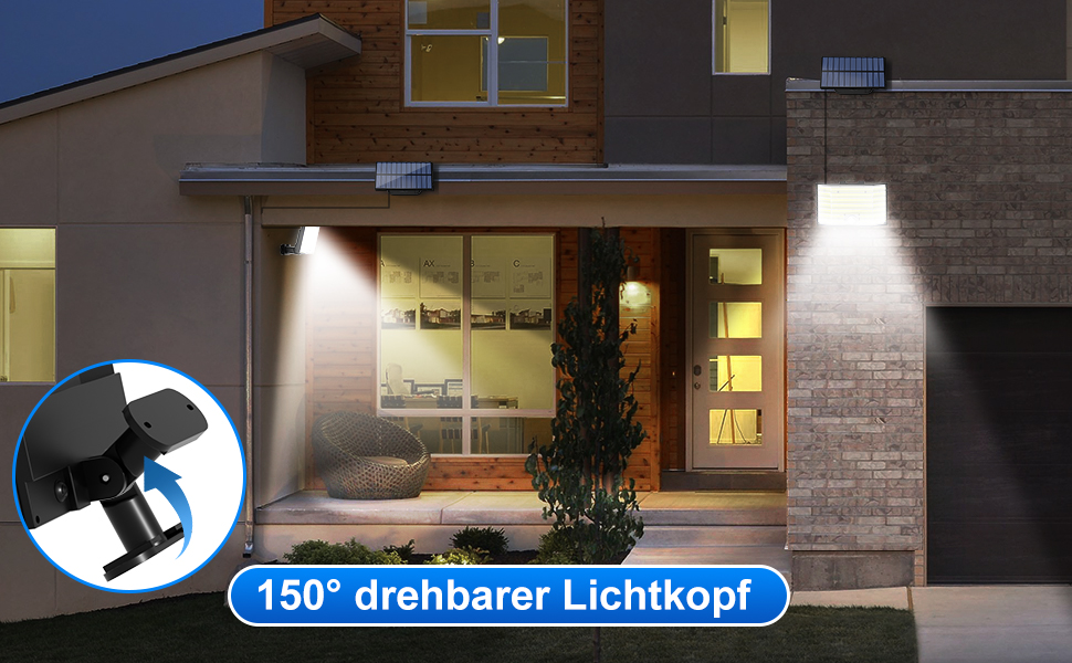 MinPea Solarlampe Kaltweiss mit Bewegungsmelder und getrenntem Solarmodul – Detail 5