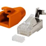 odedo RJ45 Stecker CAT7 orange Metall, 10 Stück