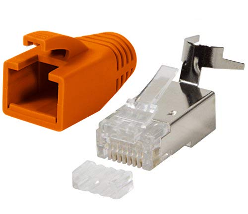 odedo RJ45 Stecker CAT7 orange Metall, 10 Stück