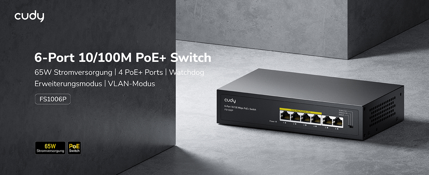 Cudy FS1006P PoE+ Switch mit vier PoE-Ports – Detail 1