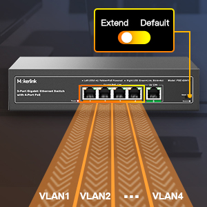 MokerLink 5-Port Gigabit PoE+ Switch, 4 PoE-Ports 78 W, unmanaged, Metall – Detail 5
