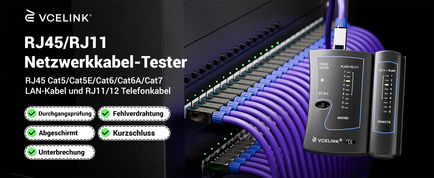 VCELINK Kabeltester für RJ45 und RJ11 – Detail 1