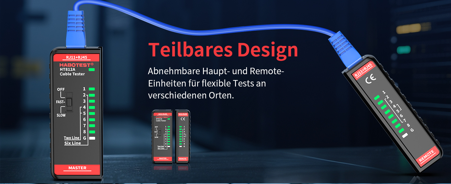 YOJOCK LAN-Tester in Schwarz für RJ45- und RJ11-Kabel – Detail 3