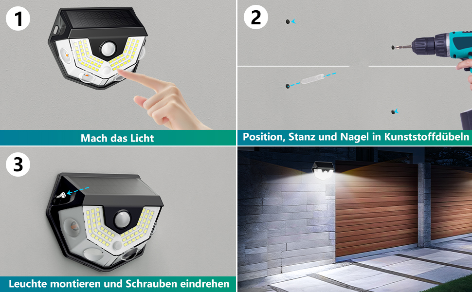 Goffii Solarlampe mit Bewegungsmelder für Aussen – Detail 7