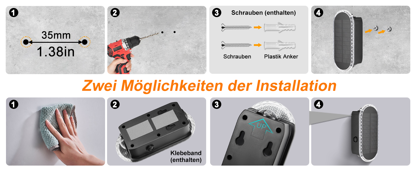 ELLASAY Solar Wandleuchte Aussen Up und Down IP65, 4 bis 10 Stück – Detail 9