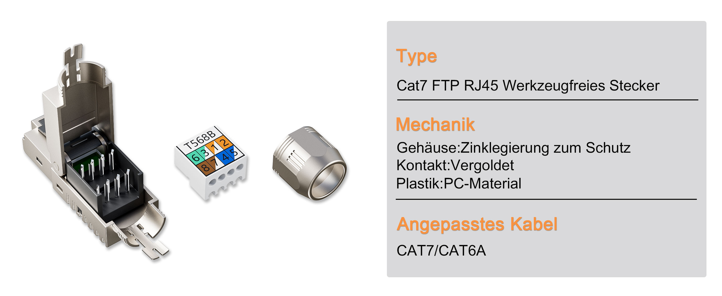 FGB RJ45 Cat7 Netzwerkstecker werkzeuglos – Detail 3