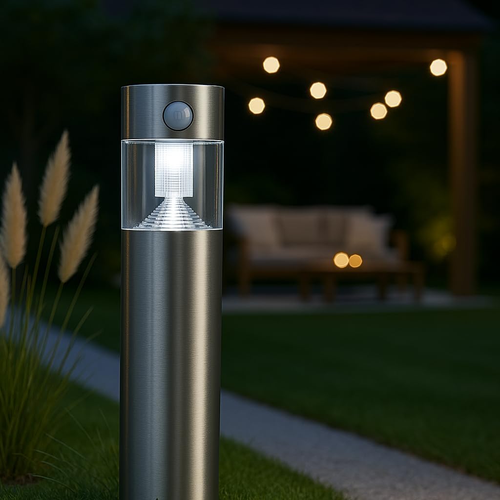 MeLiTec SO31xSO32 Bild 1 MeLiTec Solar Gartenleuchte mit Bewegungsmelder, Edelstahl oder Anthrazit
