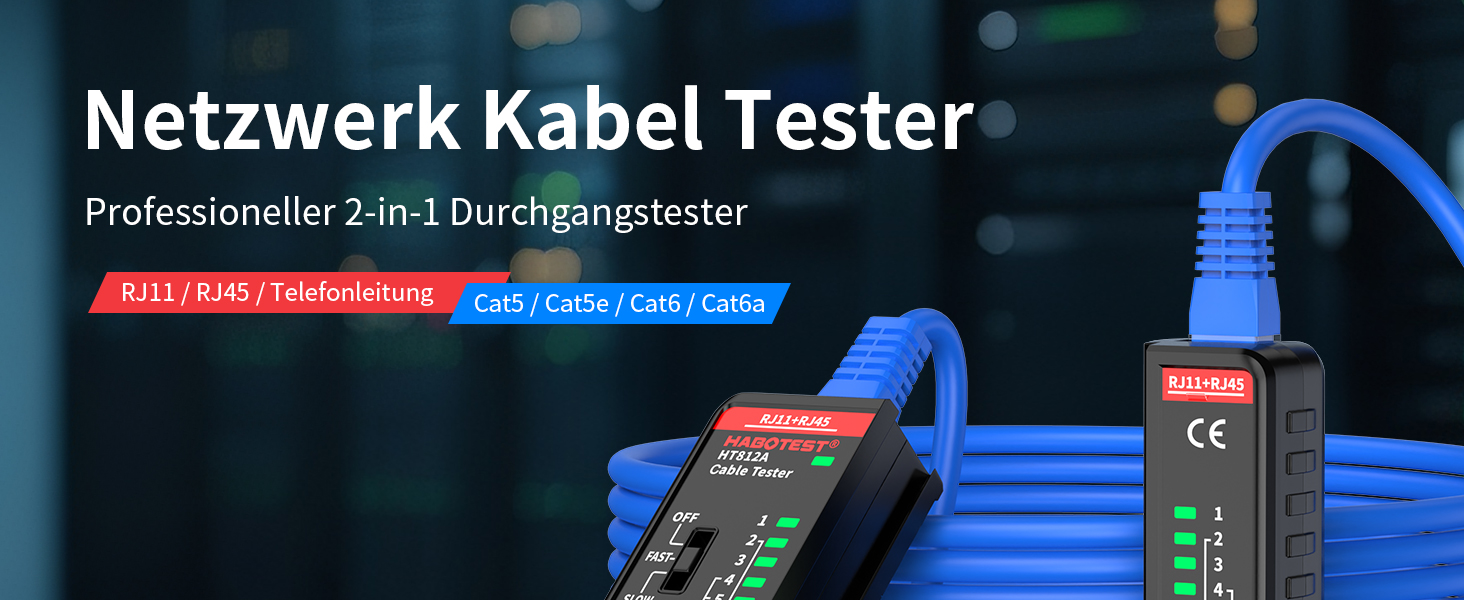 YOJOCK LAN-Tester in Schwarz für RJ45- und RJ11-Kabel – Detail 1