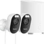 Reolink Home Hub Mini mit zwei Lumus 2K Überwachungskameras für Aussen