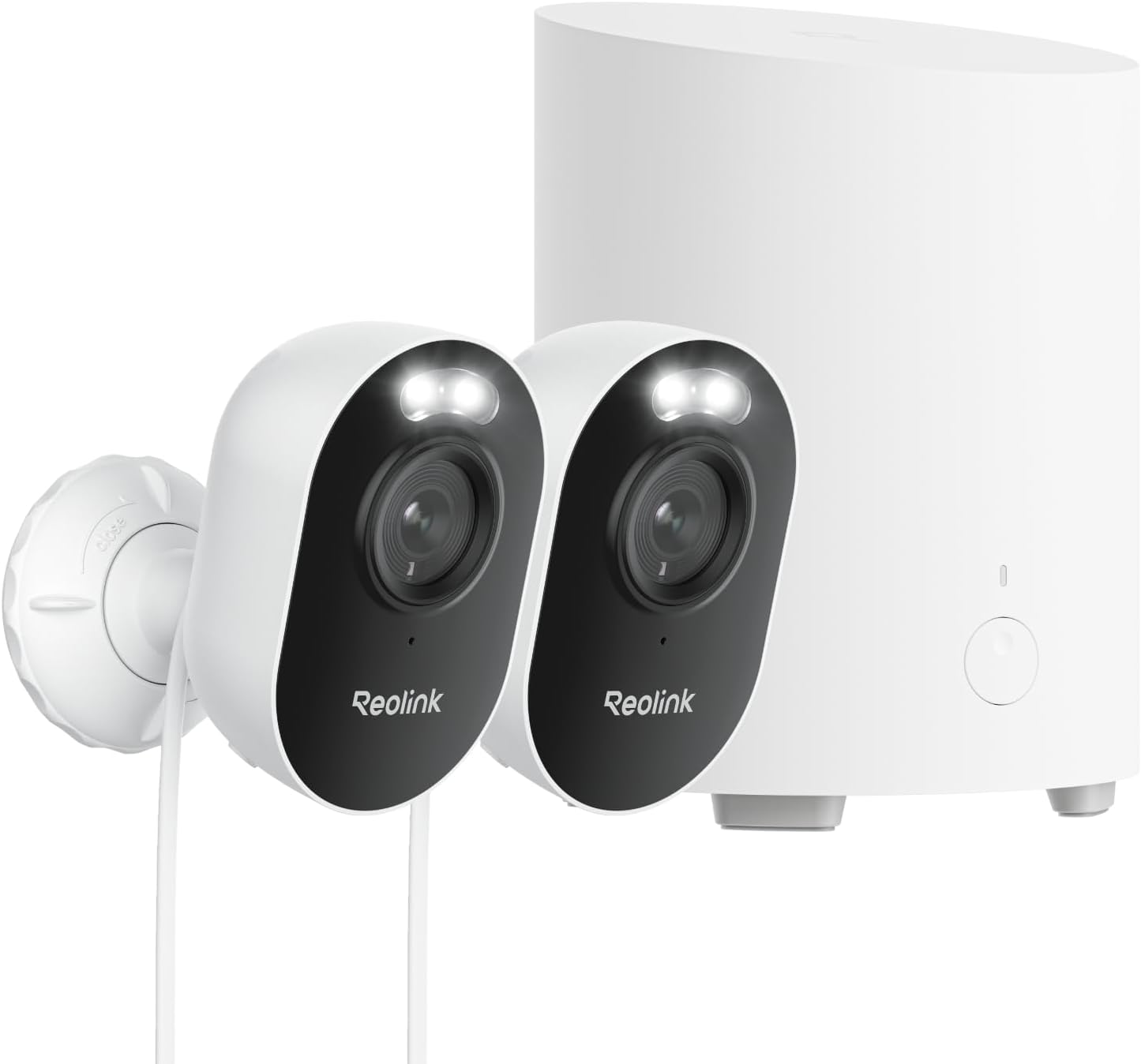 Reolink Home Hub Mini mit zwei Lumus 2K Überwachungskameras für Aussen