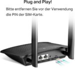 TP-Link TL-MR100 4G LTE Router mit Antennen und SIM-Kartensteckplatz