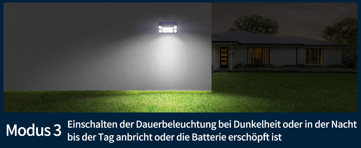 INTELAMP Solarlampe mit Bewegungsmelder, 1300 lm laut Hersteller, integrierter Akku. – Detail 4