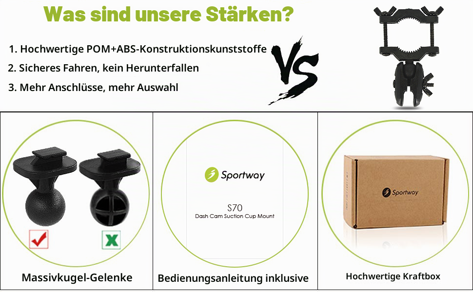 Sportway S70 Spiegelhalterung mit sechs Gelenken für Dashcam – Detail 3