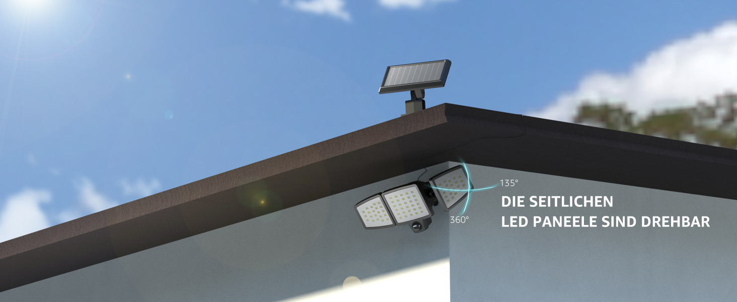 Lepro Solar-Aussenleuchte mit getrenntem Solarpanel und Bewegungsmelder – Detail 6