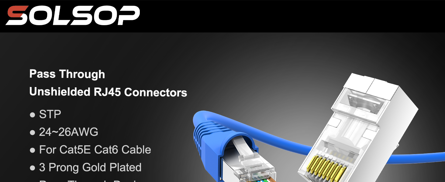 Solsop geschirmte RJ45-Durchgangsstecker Cat 6 Cat 6A – Detail 1