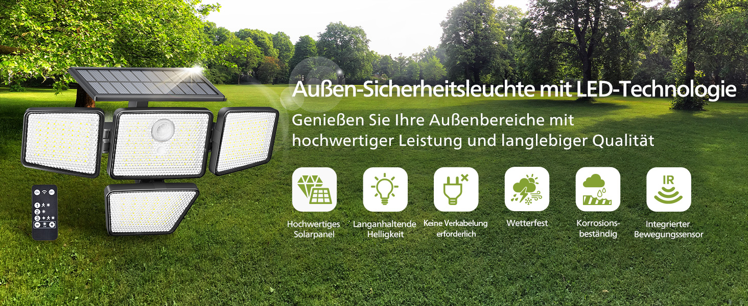 Philips Solarlampe Aussen mit Bewegungsmelder und Fernbedienung, 196 LED – Detail 1