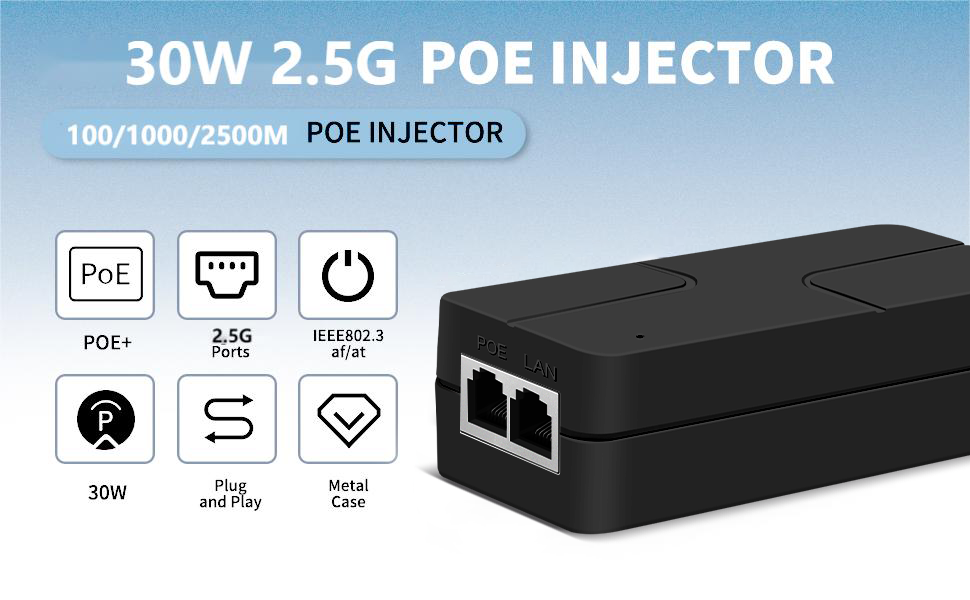 Davuaz Da-30A PoE+ Injektor 30 W, 2,5-Gbit/s – Detail 1