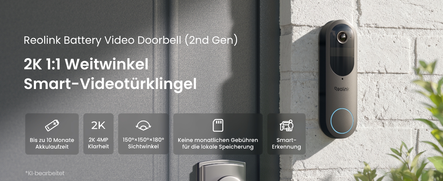 Reolink Akku-Videotürklingel Gen. 2 mit 1:1-Kamera für Haustüren – Detail 1