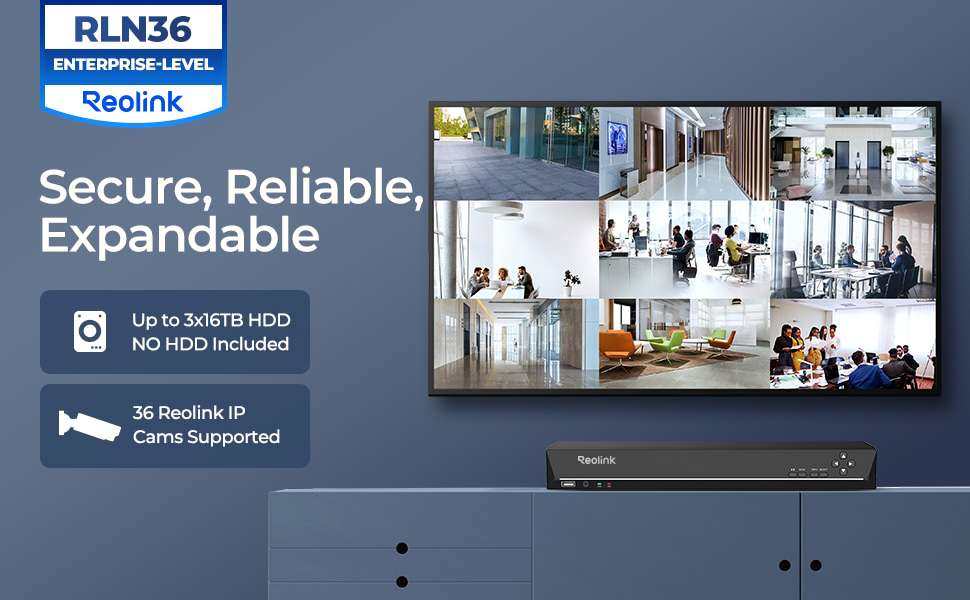 Reolink NVR RLN36 36-Kanal PoE Rekorder ohne Festplatte – Detail 1