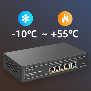 MokerLink 5-Port Gigabit PoE+ Switch, 4 PoE-Ports 78 W, unmanaged, Metall – Detail 10