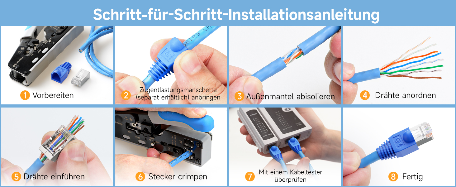 Cable Matters Cat6A RJ45 Pass-Through-Stecker geschirmt, 100 Stück – Detail 6