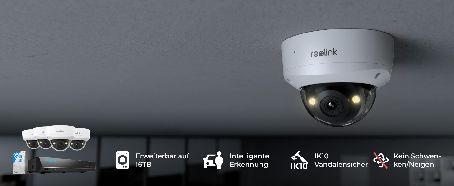 Reolink RLK8-800V4 4K PoE Dome Überwachungsset mit vier Kameras – Detail 1