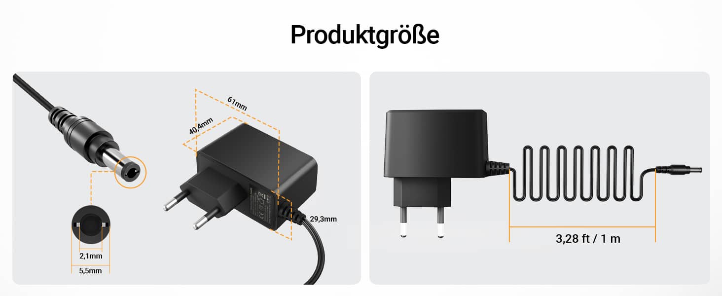 Anlapus Netzteil 12 V 2 A mit 5,5 x 2,1 mm Hohlstecker und 1 m Kabel – Detail 5