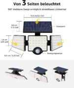 Lepro Solarlampe Aussen mit Bewegungsmelder und drei LED-Panelen