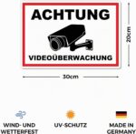 STROBO Warnschild Achtung Videoüberwachung aus PVC, 30 x 20 cm