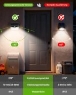Aootek Solarlampen Aussen mit Bewegungsmelder, Kaltweiss