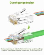 LEENUE RJ45 Stecker Cat6 Pass Through, 50 Stück
