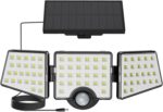 Lepro Solar-Aussenleuchte mit drei LED-Panelen und Solarpanel