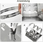 Die Helweet Masthalterung hat drei verstellbare Ringe mit einem Bereich von 25 bis 200 mm für Stangen und Rohre.
