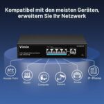 VIMIN 5-Port Gigabit PoE+ Switch, 4 PoE-Ports, 72 W, unmanaged, Metall