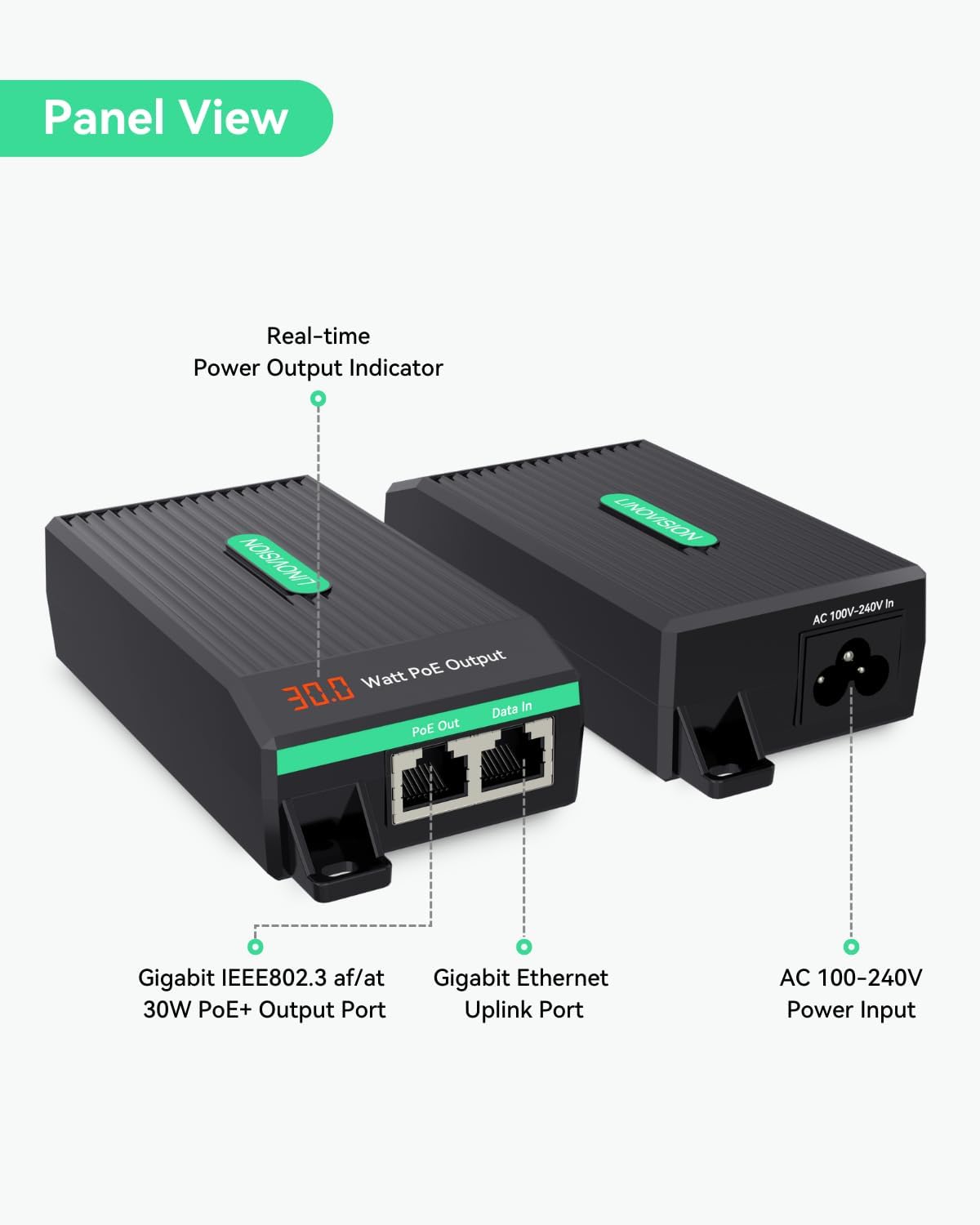LINOVISION POE-IN3001G Bild 1 LINOVISION Gigabit 30 W PoE+ Injektor