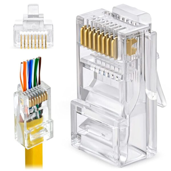 Greluma RJ45 CAT6 Pass-Through-Stecker vergoldet 100 Stück