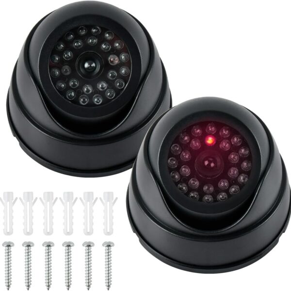 BUYGOO Kamera-Attrappe 2 Stück mit blinkender LED